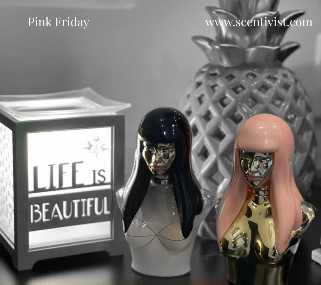 Nicki Minaj perfume bottle on table