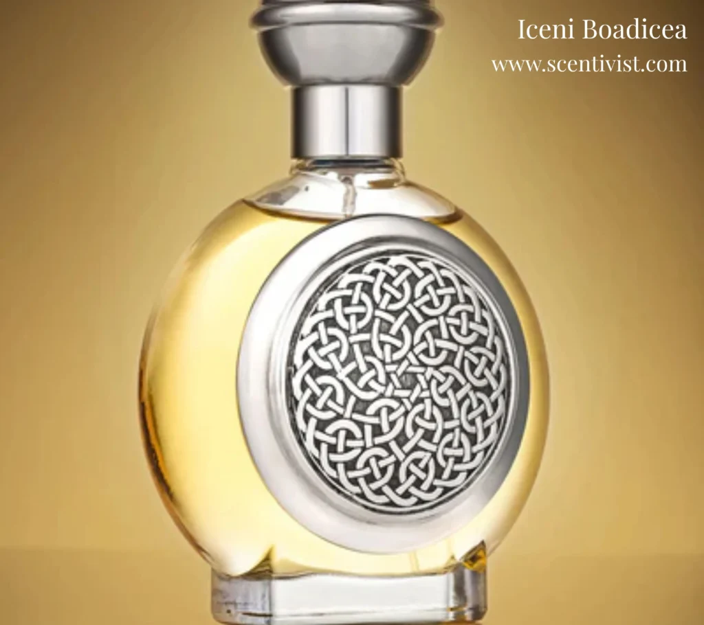 Iceni Boadicea perfume bottle displayed on luxury background setting