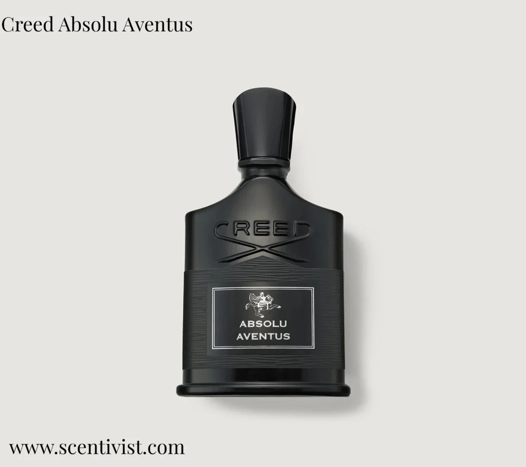 Creed absolu aventus perfume bottle front view, sleek and elegant design.