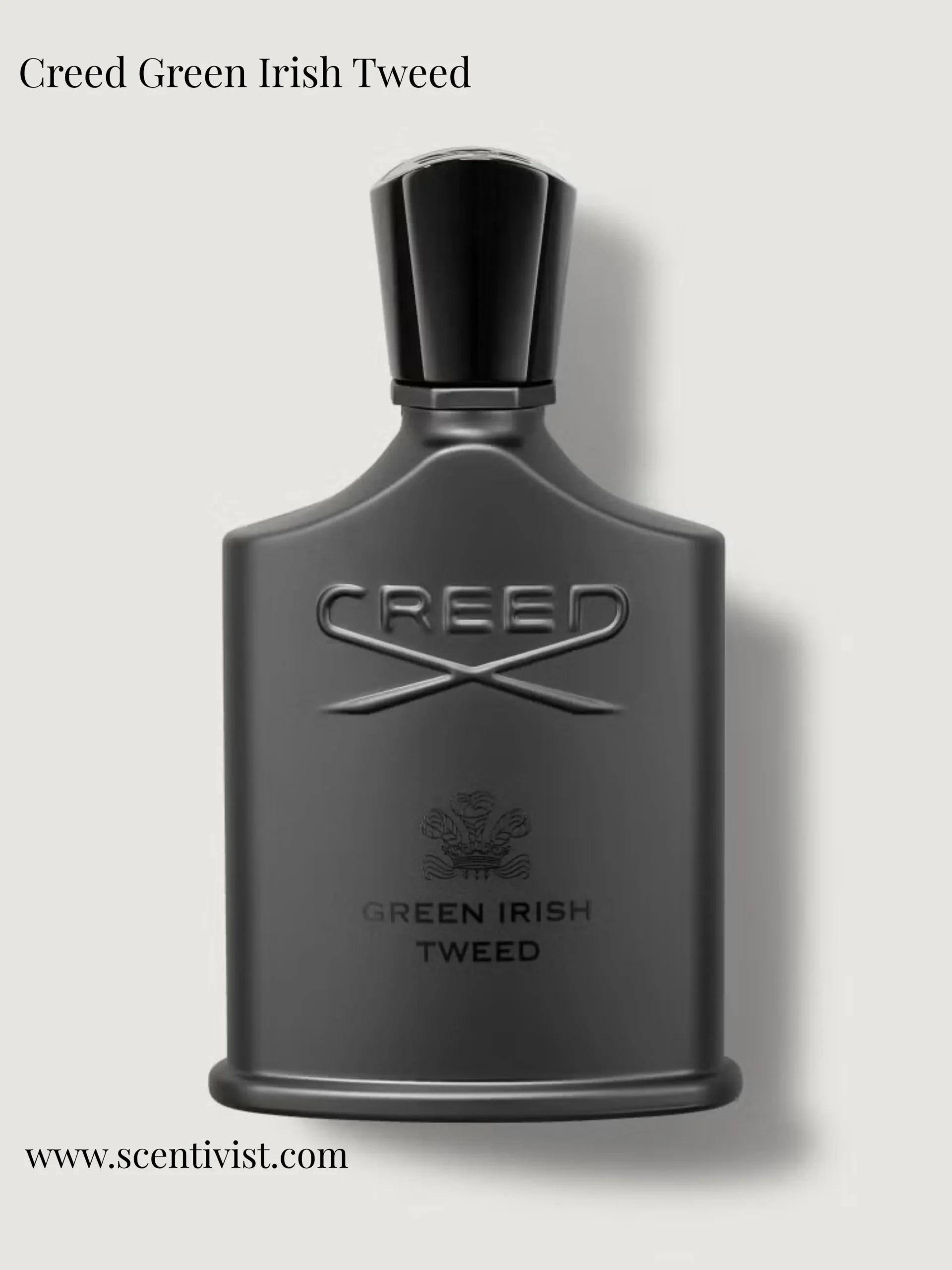 Creed Green Irish Tweed perfume bottle on a plain background, fresh and elegant.