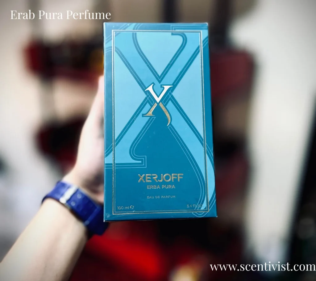 Erab Pura Perfume bottle elegantly presented, emphasizing its luxurious and sophisticated design.