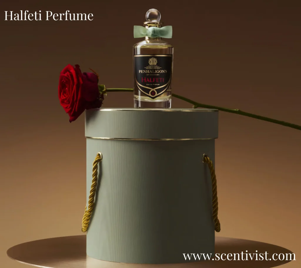Penhaligon's Halfeti luxury niche perfume bottle on display