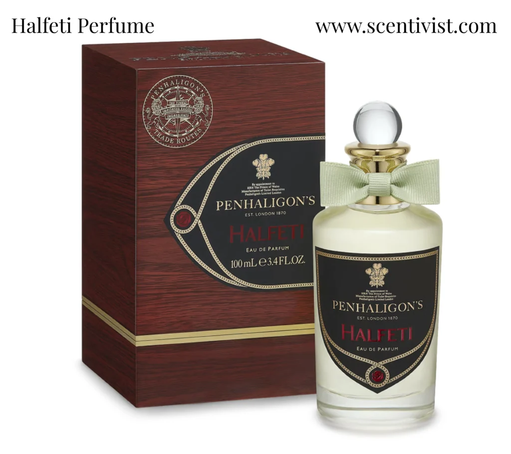 Penhaligon's Halfeti perfume bottle with elegant black and gold packaging