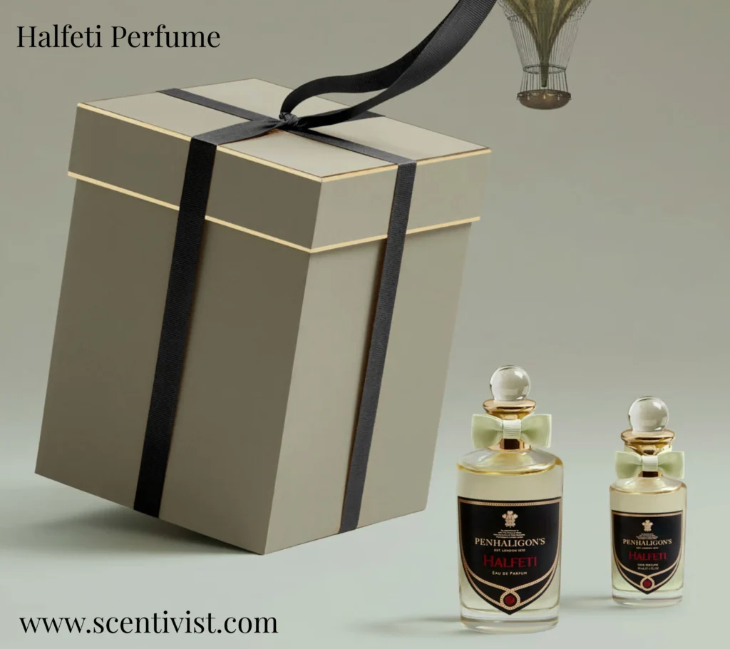 Penhaligon's Halfeti perfume bottle with gold cap and black bottle